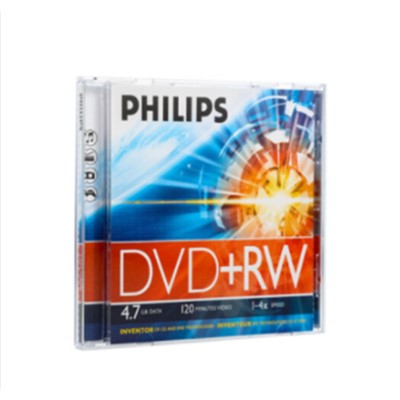 飞利浦（PHILIPS）光盘 DVD+R 可擦写刻录光盘 光盘库 单片空白光碟 4速4.7G