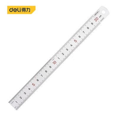 得力（deli）直尺 DL8020 不锈钢直尺刻度尺公制刻度绘图钢尺200mm 